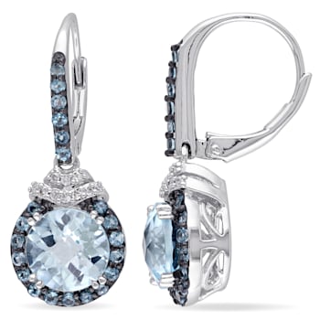 4 5/8 CT TGW Sky Blue and London Blue Topaz and 1/10 CT TW Diamond
Earrings in Sterling Silver