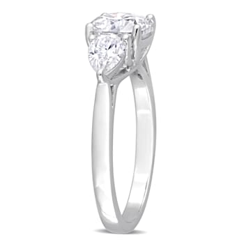 3 CT TGW Created Moissanite 3-Stone Ring in Sterling Silver