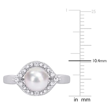 7-7.5MM Freshwater Cultured Pearl and Created White Sapphire Halo Ring
in Sterling Silver
