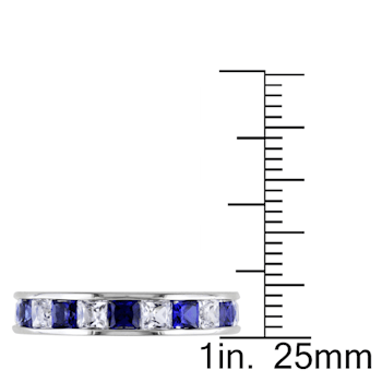 2 3/8 CTW Created White and Blue Sapphire Anniversary Band in Sterling Silver