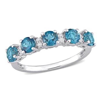 1 5/8 CTW London Blue Topaz and White Topaz Anniversary Style Band Ring
in Sterling Silver