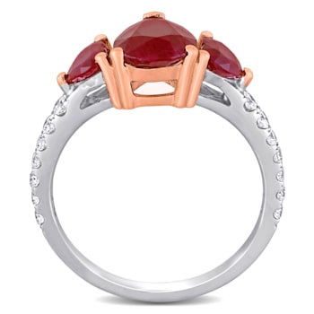 2 4/5 CT TGW Ruby and 1/3 CT TW Diamond 3-stone Ring in 2-tone 14K White
& Rose Gold