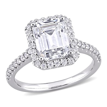 2-7/8 CT DEW Created Moissanite Halo Engagement Ring in 10K White Gold