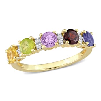 1 2/5 CTW Multi-Gemstone Anniversary Band Ring in Yellow Gold Plated
Sterling Silver