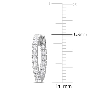 1/2 CT TW Diamond Hoop Earrings in 14K White Gold