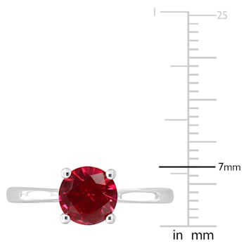 1 5/8 CTW Created Ruby Solitaire Ring in Sterling Silver