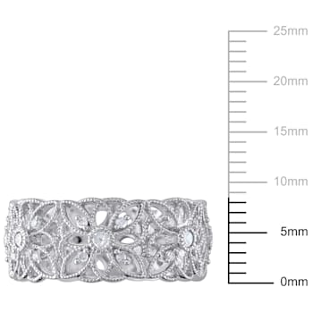 1/3 CT TW Diamond Vintage Filigree Ring in Sterling Silver