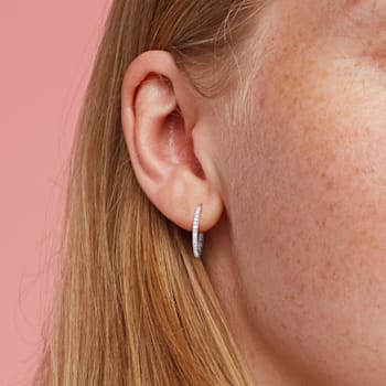 1/4 CT TW Diamond Inside Outside Hoop Earrings in Rose Gold Over
Sterling Silver