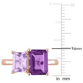 3 1/10 CT TGW Amethyst and Pink Amethyst Ring in Rose Plated Sterling Silver