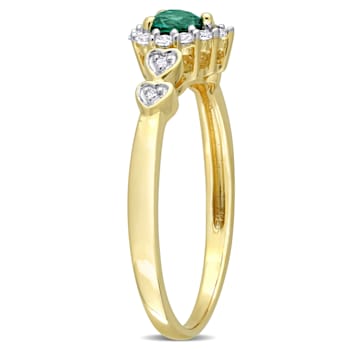 1/3 CTW Created Emerald and Created White Sapphire with Diamond in
Yellow Plated Sterling Silver