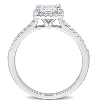 1 CT TGW Lab Grown Diamond with Tsavorite Accent Halo Engagement Ring in
14K White Gold