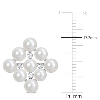 4-4.5mm Cultured Freshwater Pearl and Diamond Accent Stud Earrings in
Sterling Silver