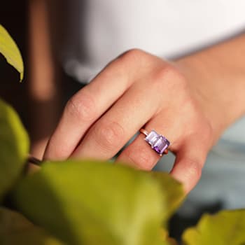 3 1/10 CT TGW Amethyst and Pink Amethyst Ring in Rose Plated Sterling Silver
