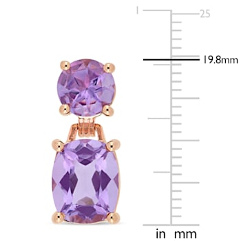 8 CT TGW Amethyst Dangle Earrings in Rose Gold Plated Sterling Silver