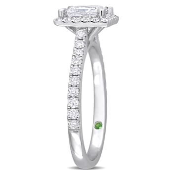1 1/2 CT TGW Lab Grown Diamond with Tsavorite Accent Halo Engagement
Ring in 14K White Gold