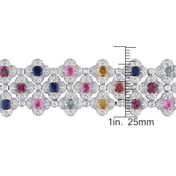 3 7/8 CT TW Diamond and 13 3/4 CTW Multi-Colored Sapphire and Rhodolite
Bracelet in 14K White Gold