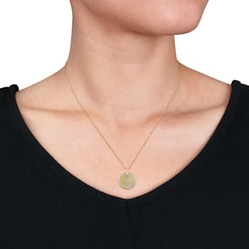 Diamond Accent B-Initial Pendant with Chain in 18K Yellow Gold Over
Sterling Silver