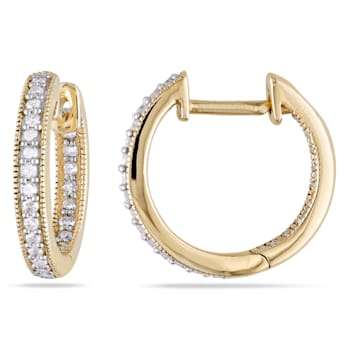 1/4 CT TW Inside Outside Diamond Hoop Earrings in 14k  Yellow Gold
