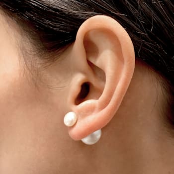 8-13 MM Freshwater Cultured Pearl Tribal Earrings in Sterling Silver