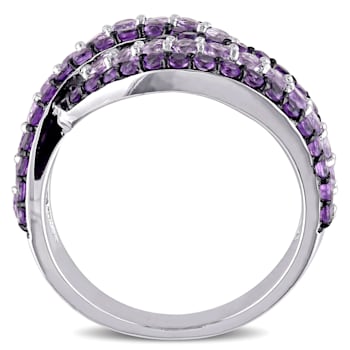 1 1/2 CT TGW Amethyst and Rose de France in Sterling Silver with Black Rhodium