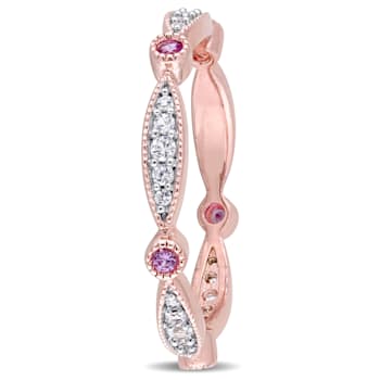 3/8 CTW Created Pink and Created White Sapphire Anniversary Band in Rose
Plated Sterling Silver