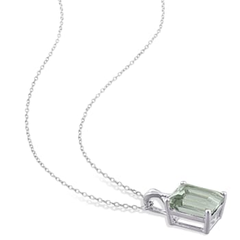 5 3/8 CT TGW Green Quartz and White Topaz Pendant with Chain in Sterling Silver