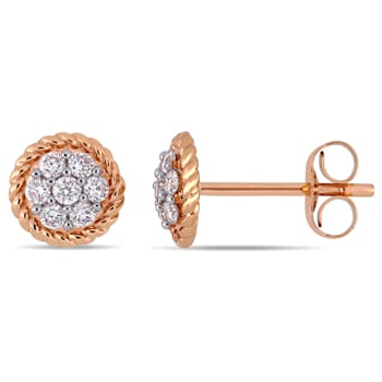 1/4 CT TW Diamond Floral Post Stud Earrings in 14k Rose Gold