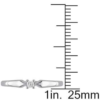 0.05 CT TW Princess Cut Diamond Solitaire Ring in Sterling Silver