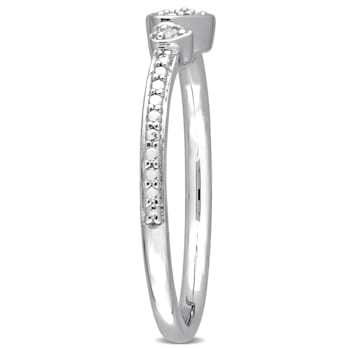 Diamond Accent Double Heart Promise Ring in Sterling Silver