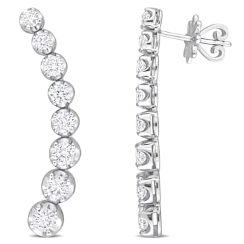 2 1/2 CT TW Diamond Graduated Curved Line Earrings in 14K White Gold