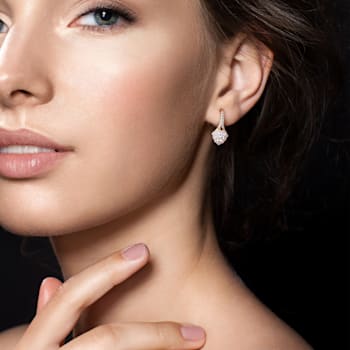 2 2/5 CT TGW Created White Sapphire Halo Heart Earrings in 18k Yellow
Gold Over Sterling Silver