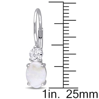 2 CT TGW Opal and Created White Sapphire Earrings in Sterling Silver