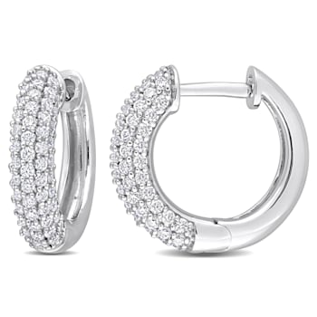 5/8 CT TGW Created Moissanite Multi-Row Hoop Earrings in Sterling Silver