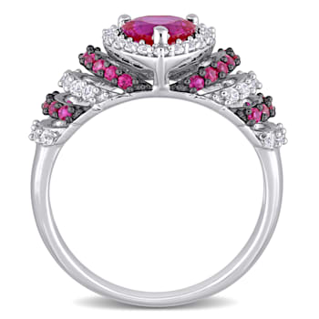 1 3/4 CT TGW Created Ruby and Created White Sapphire Heart Ring in
Sterling Silver