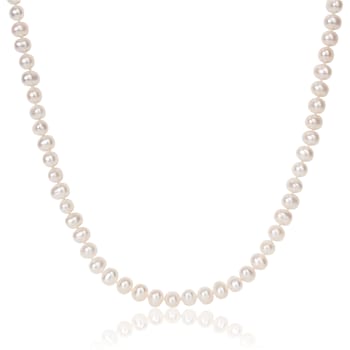 6 - 7 MM Cultured Freshwater Pearl 20" Strand with Sterling Silver
Ball Clasp