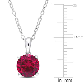 2 3/8 CT TGW Created Ruby Pendant with Chain in Sterling Silver