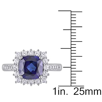 3 3/4 CT TGW Created Blue & White Sapphire with Diamond Accent Ring
in Sterling Silver