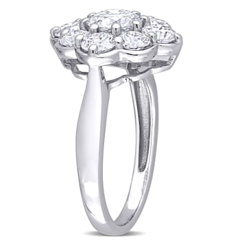2-3/8 CT DEW Created Moissanite Floral Ring in 10K White Gold