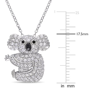 1 1/10 CT TGW Created White Sapphire and Black Spinel Koala Necklace in
Sterling Silver