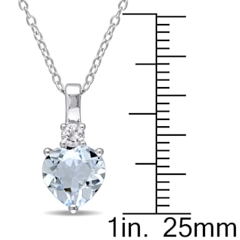 1 5/8 CT TGW Aquamarine and Created White Sapphire Heart Pendant with
Chain in Sterling Silver