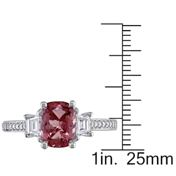 1 3/5 CT TGW Tourmaline and 3/4 CT TW Diamond 3-Stone Ring in 14K White Gold