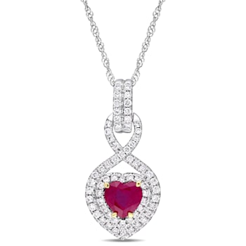 3/4 CT TGW Ruby and 1/3 CT TW Diamond Infinity Pendant with Chain in 14K
White Gold