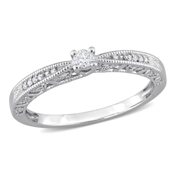 1/10 CT TW Diamond Vintage Engagement Ring in Sterling Silver