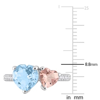 2 5/8 CT TGW Sky Blue Topaz and Morganite with 1/10 CT TW Diamond Toi et
Moi Ring in Sterling Silver