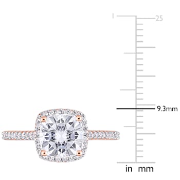 2 CT DEW Created Moissanite and 1/4 CTW Diamond Halo Engagement Ring 14K
Rose Gold
