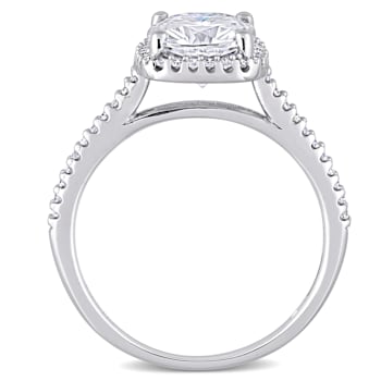 2 CT DEW Created Moissanite and 1/4 CT TW Diamond Halo Engagement Ring
in 14K Gold