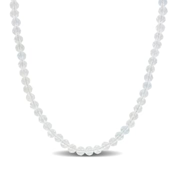 16 CT TGW White Topaz Beaded Necklace in Sterling Silver Clasp
