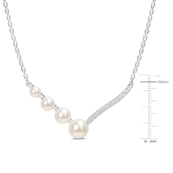 4-7.5MM Freshwater Cultured Pearl and 1/3ctw Created White Sapphire
Pendant in Sterling Silver