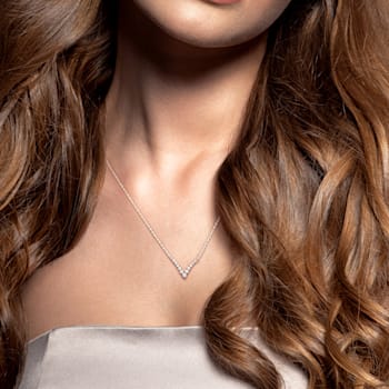 1/3 CT TGW Lab Grown Diamond "V" Necklace in Platinum Plated
Sterling Silver