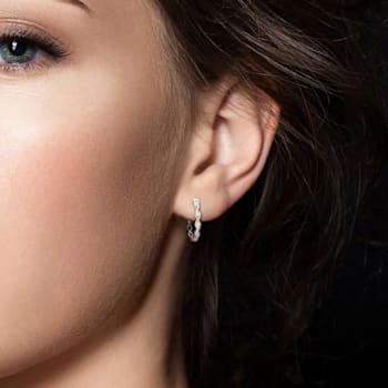 Diamond Accent Hoop Earrings in 10k White Gold